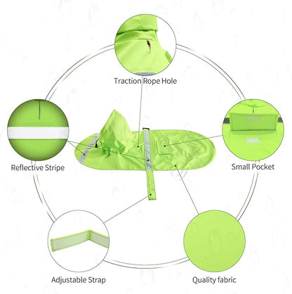 NACOCO Large Dog Raincoat Adjustable