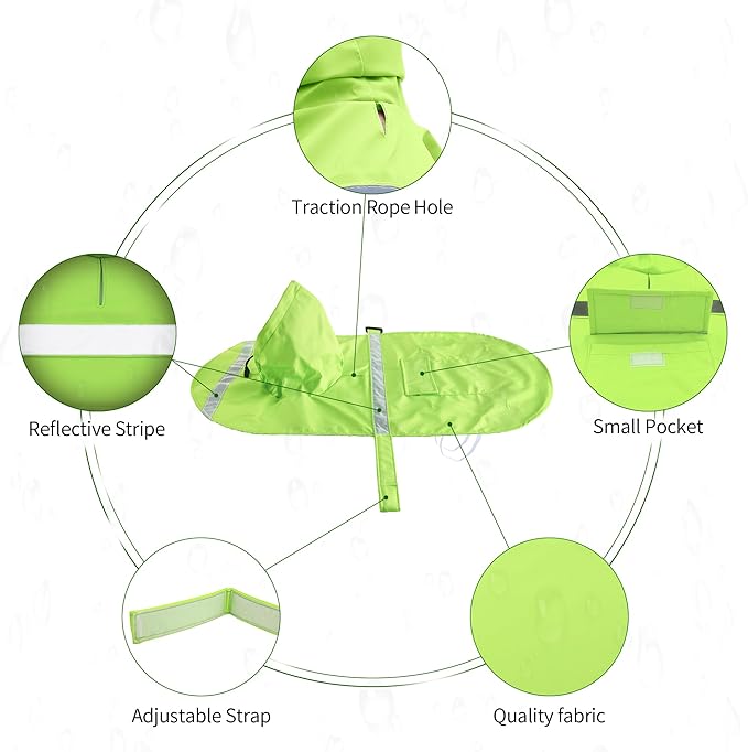 NACOCO Large Dog Raincoat Adjustable