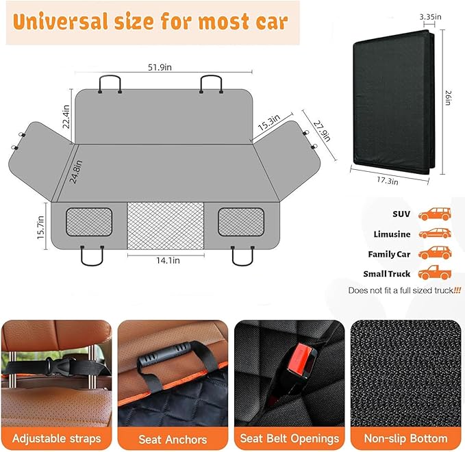 SORKUT Dog Car Seat Cover for Back Seat 350lb Pet