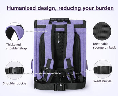 Pecute Cat Backpack Carrier, Expandable Cat Carrier Backpack with Breathable Mesh, Pet Carrier Backpack for Cats Small Dogs Puppies, Dog Backpack Carrier Great for Travel Hiking Camping Outdoor Purple