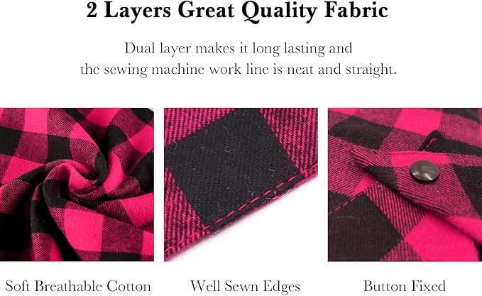 Birthday Plaid Dog Bandana with Button