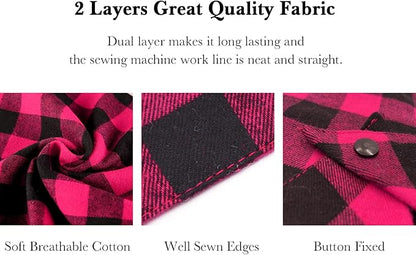 Birthday Plaid Dog Bandana with Button