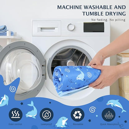 IEUUMLER Washable Pee Pads for Dogs 1 Pack EU007 (Dolphin, 48"X48"-1pcs)