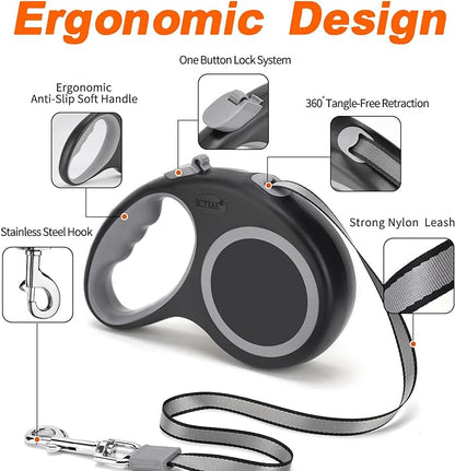 Retractable Dog Leash 16 FT Durable Comfortable Leash for Small Medium Dogs/Cats Up to 50 lbs