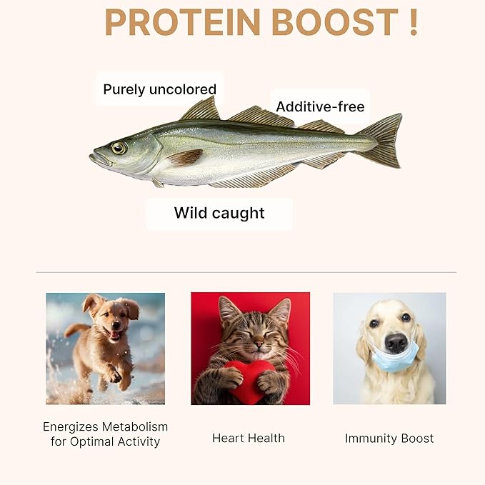 Puppyluv Low Salted Pollack Fish Snacks | Natural Air Dried Dog Treats & Cat Treats | Training Treats for Dogs | Rich with Fish Oil for Dogs | All Breeds & Sizes