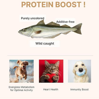 Puppyluv Low Salted Pollack Fish Snacks | Natural Air Dried Dog Treats & Cat Treats | Training Treats for Dogs | Rich with Fish Oil for Dogs | All Breeds & Sizes