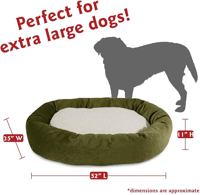 52 inch Fern Villa Collection Sherpa Bagel Dog Bed