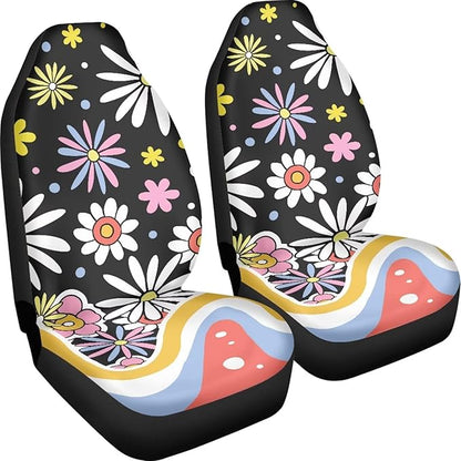 UNICEU Hippie Flower Car Seat Covers Universal 2