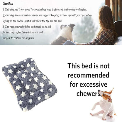 2 Pcs Pet Bed Mats. Ultra Soft Pet (Dog/Cat) Bed with Cute Prints. Reversible Faux Lambswool Kennel Pad for Medium Small Dogs and Cats. Machine Washable Pet Bed.