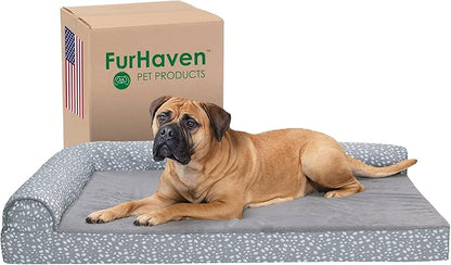 Furhaven Memory Foam Dog Bed for Large Dogs w/ Removable Bolsters & Washable Cover 125 lbs