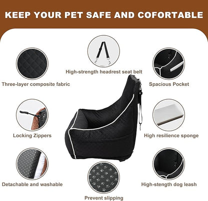 Dog Car Seat for Small/Medium Dogs 35lbs (Black)
