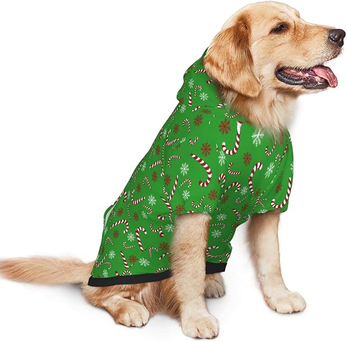 TQD Green Candy Cane Dog Hoodie Cute Cow