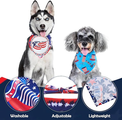 4th of July Dog Bandanas for Small Dogs 7PCS