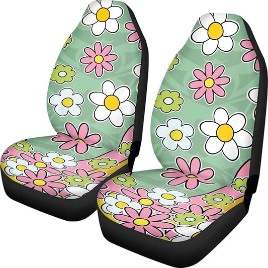 UNICEU Hippie Flowers Car Seat Covers Full Set 2 Vehicle