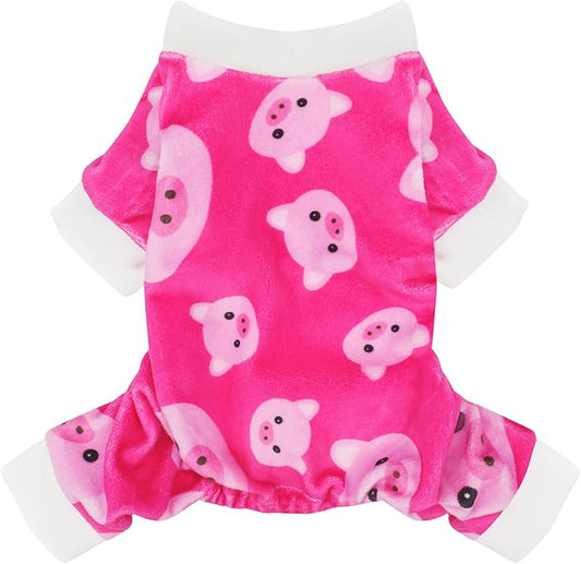 Paiaite Dog Pajamas Onesie: Comfortable Four-Legged Apparel for Small, Medium, & Large Dogs, Polyester Material for Comfort, Wrinkle Resistance, Moisture Wicking, and Stretchiness Pink Pig XS