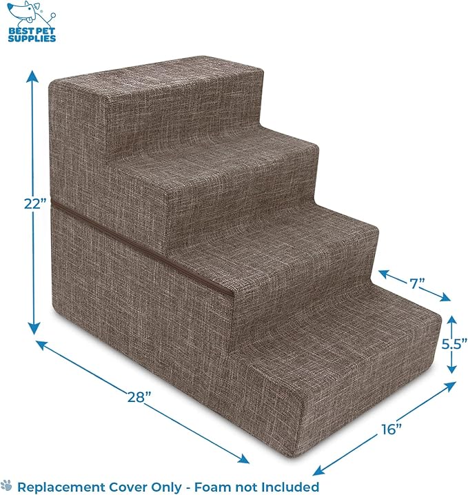 Best Pet Supplies Foldable Pet Stairs Cover for Foam Dog Ramps 4-Step