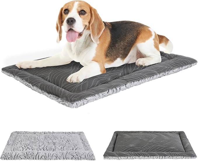 2 in 1 Dog Beds Crate Pad & Dog Cooling Mat Reversible Soft Fluffy Pet Kennel Beds for Large Medium Small Puppy Cat Sleeping Mattress Machine Wash & Dry