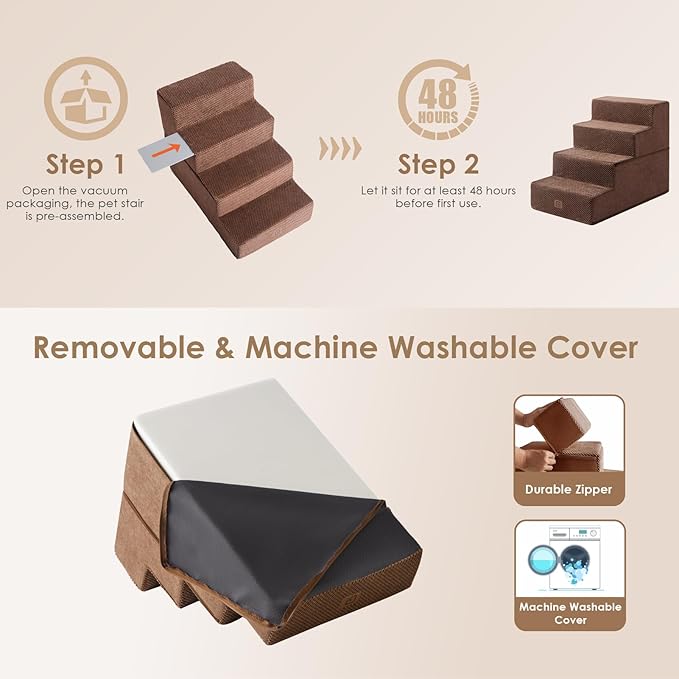EHEYCIGA Dog Stairs for Bed 18”H 4-Step Dog