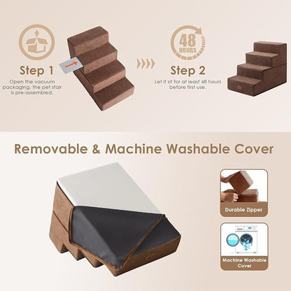 EHEYCIGA Dog Stairs for Bed 18”H 4-Step Dog