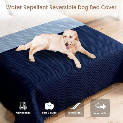 Double-Sided Waterproof Dog Blanket for Couch Cover, Dog Couch Cover Protector for Large Dogs, Cat Couch Sofa Covers Washable, Furniture Covers for Pets, Navy and Light Blue, 68x82 Inches