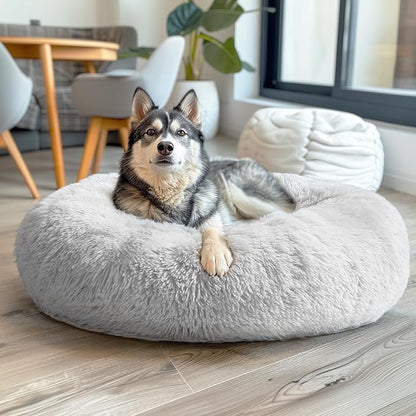 Veehoo Calming Dog Bed for Large Medium Dog 100 lbs 36", Light