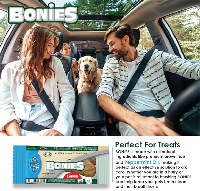 Bonies Natural Breath and Dental Formula Medium-Sized Single Bone - All-Natural Ingredients, Fresh Breath, Cleans Teeth, Low Calories, Chicken Flavor, [Medium], 1 Bone