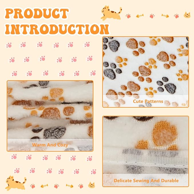 Dohia Warm Pet Blanket Super Soft Fluffy Print Blanket/Bed Cover for Dog Puppy Cat D2-CWMT (Beige)