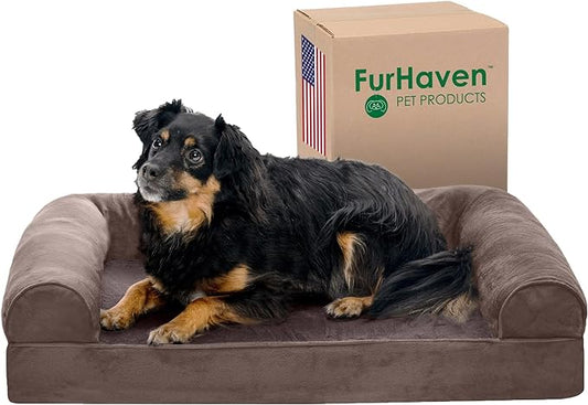 Furhaven Orthopedic Dog Bed for Medium/Small Dogs w/ Removable Bolsters & Washable Cover 35 lbs