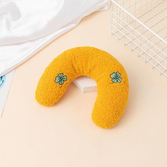 Catnip Little Pillow for Cats Puppies Ultra Soft Warm Fluffy Pet Calming Toy Half Donut Cuddler for Joint Relief Sleeping Improve Machine Washable-Yellow