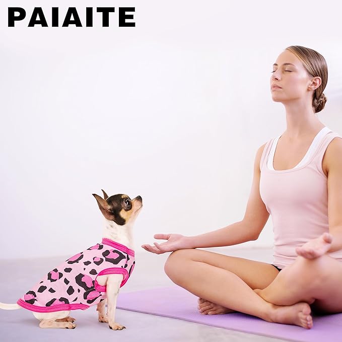 Adorable Pink Leopard Dog Shirt: Lightweight Polyester Cartoon Puppy Vest, Small Medium & Large Dog T-Shirt, Summer Pet Clothes, Cute Dog Apparel, Breathable Dog Tank Top L