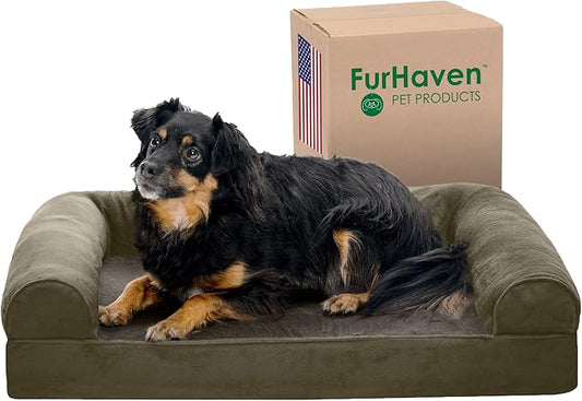 Furhaven Orthopedic Dog Bed for Medium/Small Dogs w/ Removable Bolsters & Washable Cover 35 lbs