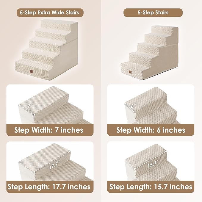EHEYCIGA Dog Stairs for High Bed 25”H 5-Step Extra