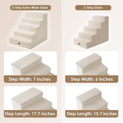 EHEYCIGA Dog Stairs for High Bed 25”H 5-Step Extra