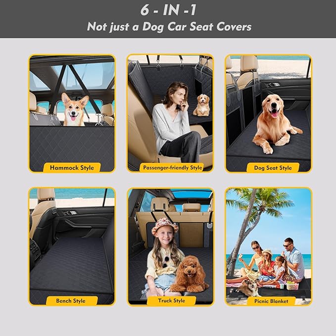 Car Dog Seat Cover Hard Bottom 500lbs Dog 1050D Heavy