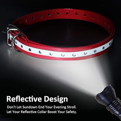 Replacement Collar Strap 3/4',Reflective,Adjustable,Metal Buckled,Waterproof Pack2)