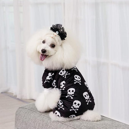 CuteBone Halloween Dog Pajamas Skeleton Clothes Soft Puppy Pjs for Small Dogs P254M