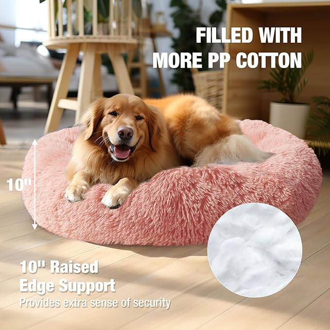Veehoo Calming Dog Bed for Large Medium Dog 100 lbs 36", Pink