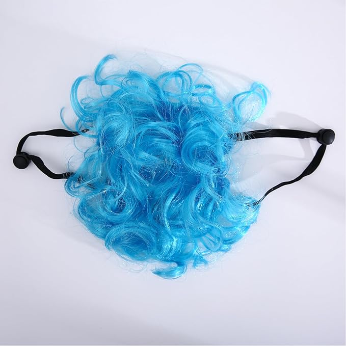 Funny Dog Cat Cosplay Wig, Headwear Apparel Toy, Pet Costumes, Cat Dress up for Halloween, Christmas, Parties, Festivals, Dog Wigs for Small Medium and Large Dogs (Explosive Blue)