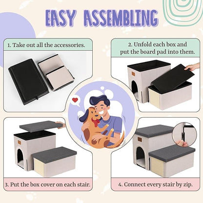 downluxe Dog Stairs for Small Dogs (2-Step Pet