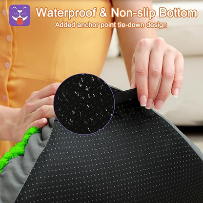 POCBLUE Deluxe Washable Dog Bed for Large Dogs Dog Crate Mat 36 Inch Comfy Fluffy Kennel Pad Anti-Slip for Dogs Up to 70 lbs 36" x 23", Green