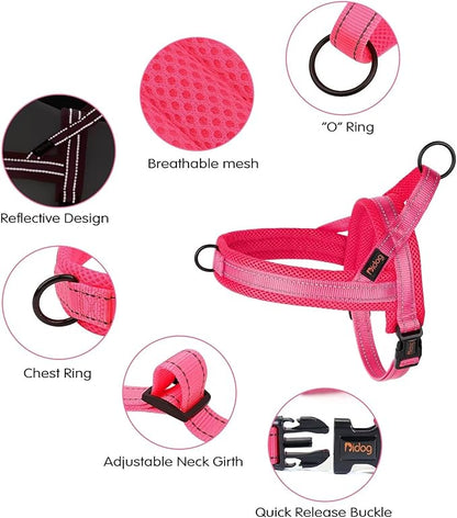 Didog No Pull Dog harness with Soft Mesh Padded,Reflective & Quick Fit Light Weight Dog Strap Vest Harness,Easy for Walking Training for Small & Medium and Large Dogs(Pink,M)