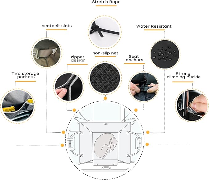 njnj Dog Car Seat Cover for Back Seat