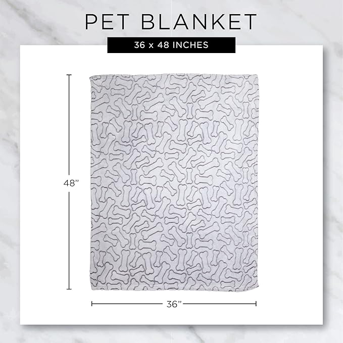 Bone Dry Embossed Bone Print Pet Blanket 36x48", Navy