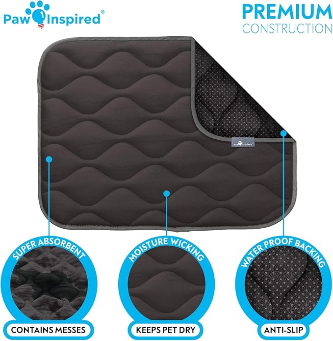 Paw Inspired Washable Padded Crate Mats for Dogs 23” x 17” Pad, 24-inch Kennels