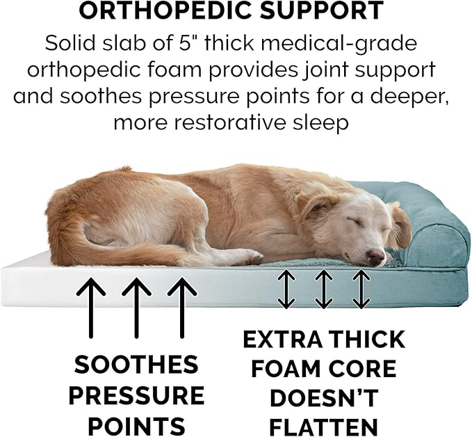 Furhaven Orthopedic Dog Bed for Large Dogs w/ Removable Bolsters & Washable Cover 125 lbs