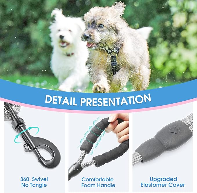 BAAPET 2/4/5/6 FT Dog Leash with Comfortable Padded Handle and Highly Reflective Threads for Small Medium and Large Dogs (5FT-1/3''