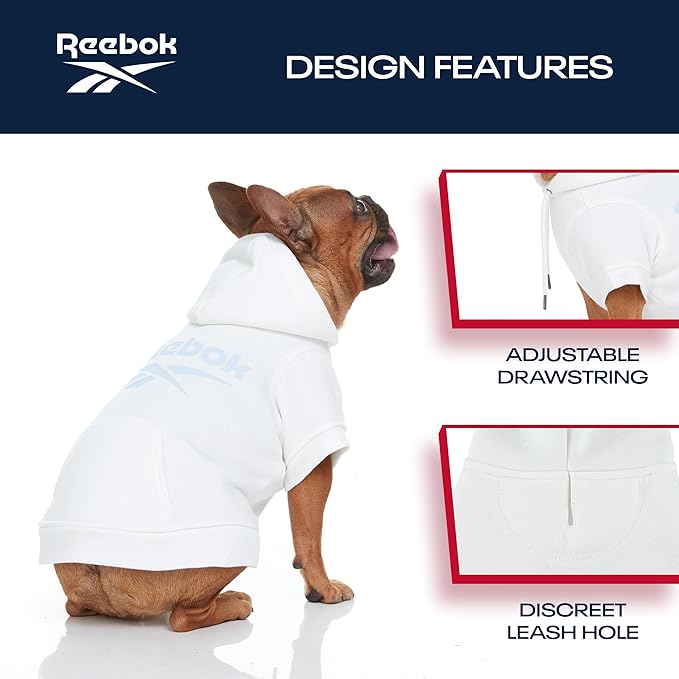 Reebok Dog Hoodie – Fleece Dog Sweater with Leash Hole