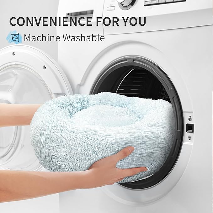 Deluxe Calming Dog Bed for Small Medium Dogs & Cats S(24" x 24" x 8"))