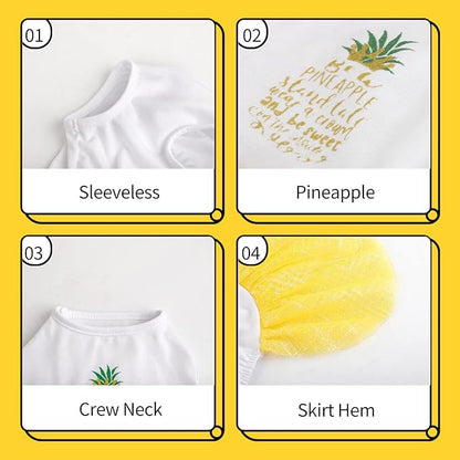 Dog Dress for Small Medium Dogs Girl Pineapple Mesh Dress Dog Outfit