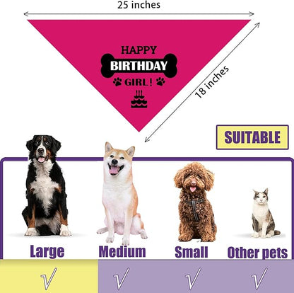 Dog Birthday Bandanas Dog Birthday Girl Dogs Pet Scarf Photo Prop Accessories for Dog Lover Dog Birthday Party Supplies for Small Medium Larger Dogs, Pink
